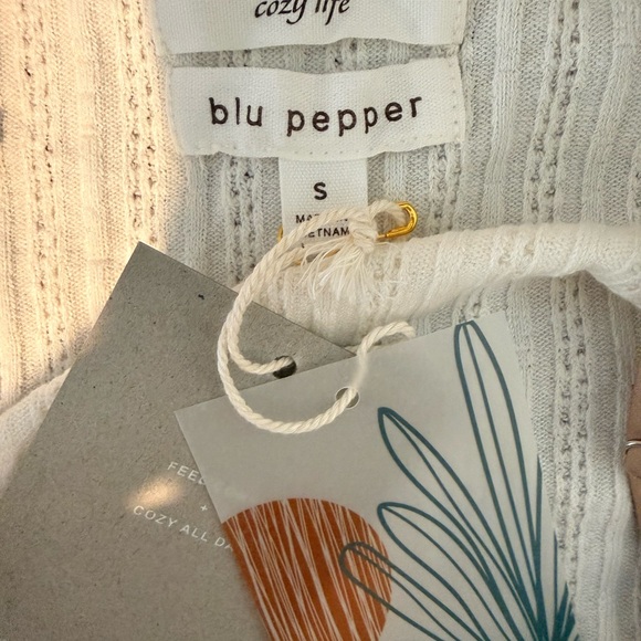 NWT Blu Pepper Cream Cardigan Sweater, top, and dusty rose lounge 3 piece set - Picture 7 of 8